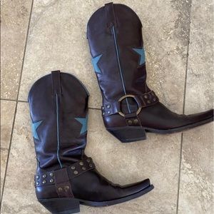 FORNARINA Vero Cuoio Brown Leather Cowboy boots sz 40